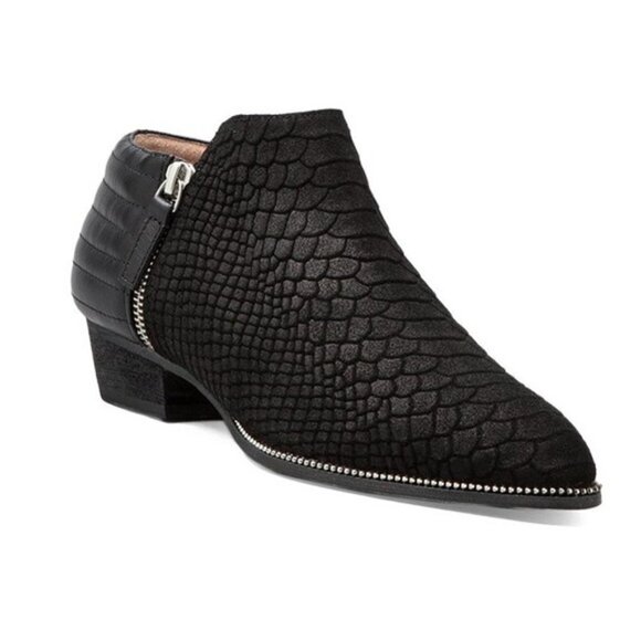 Senso Britney V Boots Booties Biker Moto Snakeskin Embossed Zipper Leather Black - Picture 3 of 16